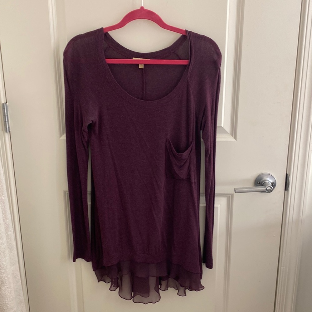 Tunic, plum colored, long sleeves